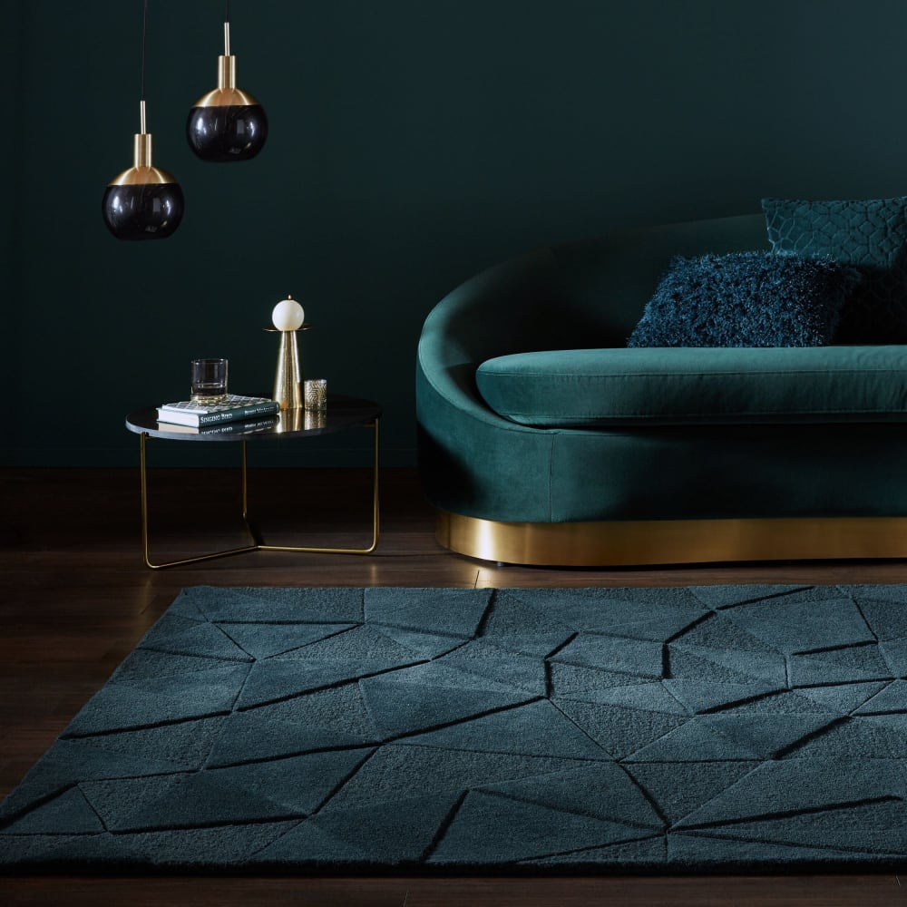 Novatrend Moderne Wohnzimmer Teppich aus reiner Wolle 160x230 cm style classic chic Blau Wolle