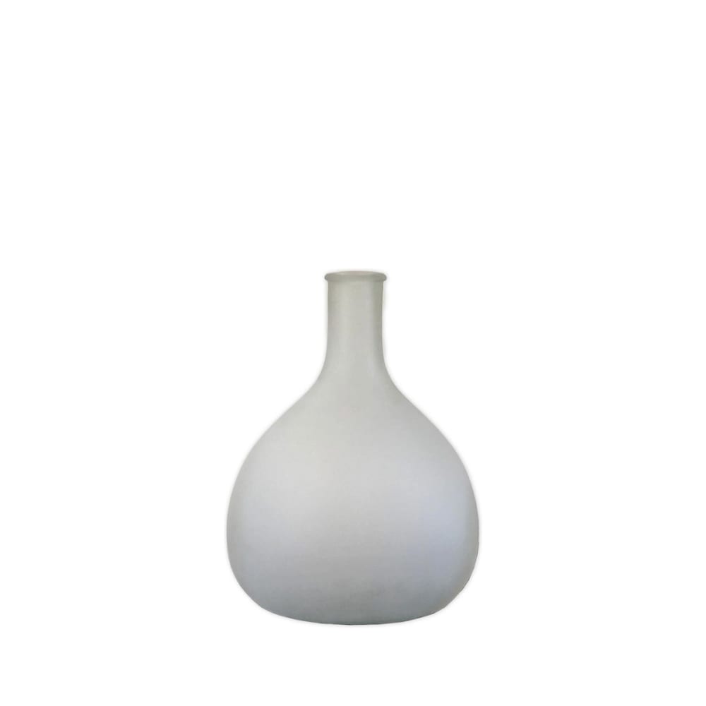 Jarrón tipo garrafa de vidrio esmerilado blanco 23x17 cm