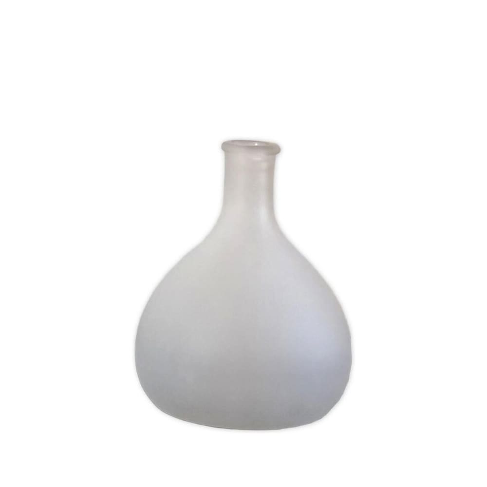 Jarrón tipo garrafa de vidrio esmerilado blanco 38x30 cm