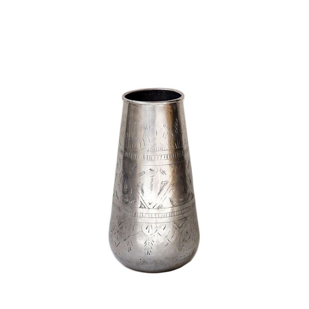 Jarrón cilíndrico de aluminio plateado h26 cm