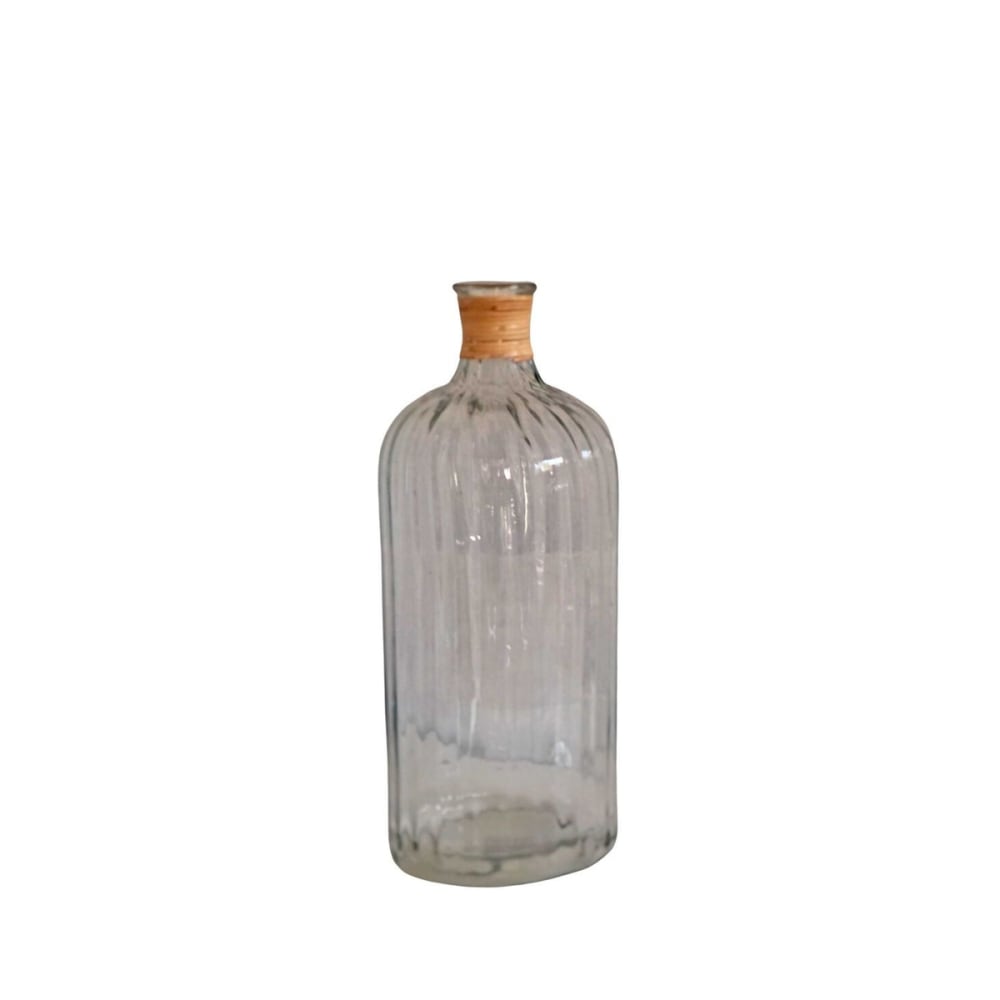 Garrafa de vidrio estriado et cuello de fibra 30 x 13 cm