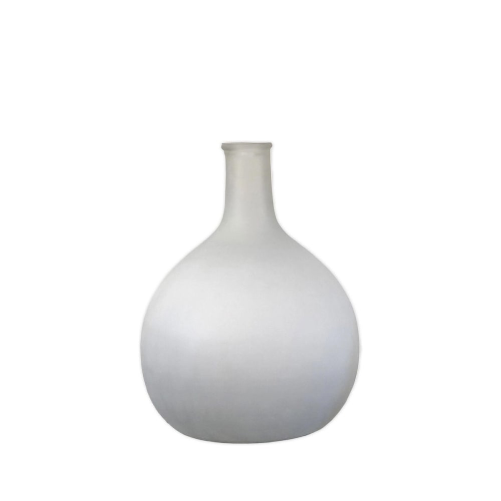 Vase bonbonne en verre dépoli blanc 30 x 22 cm