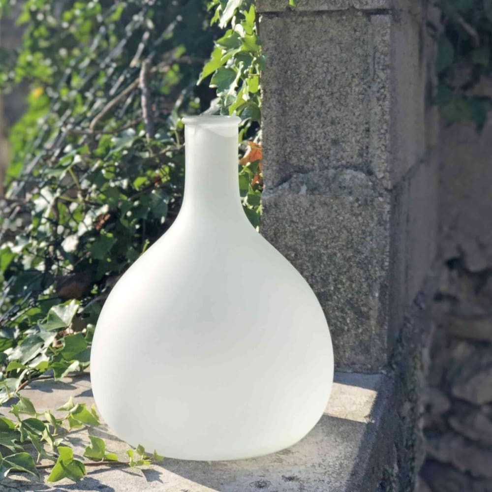 Vase bonbonne en verre dépoli blanc 30 x 22 cm — vue 3