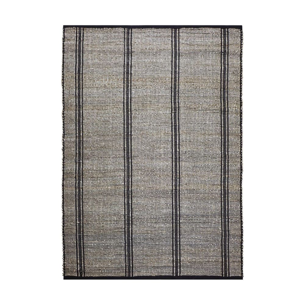 Tapis en jute et coton tressé écru et noir 200 x 300 cm