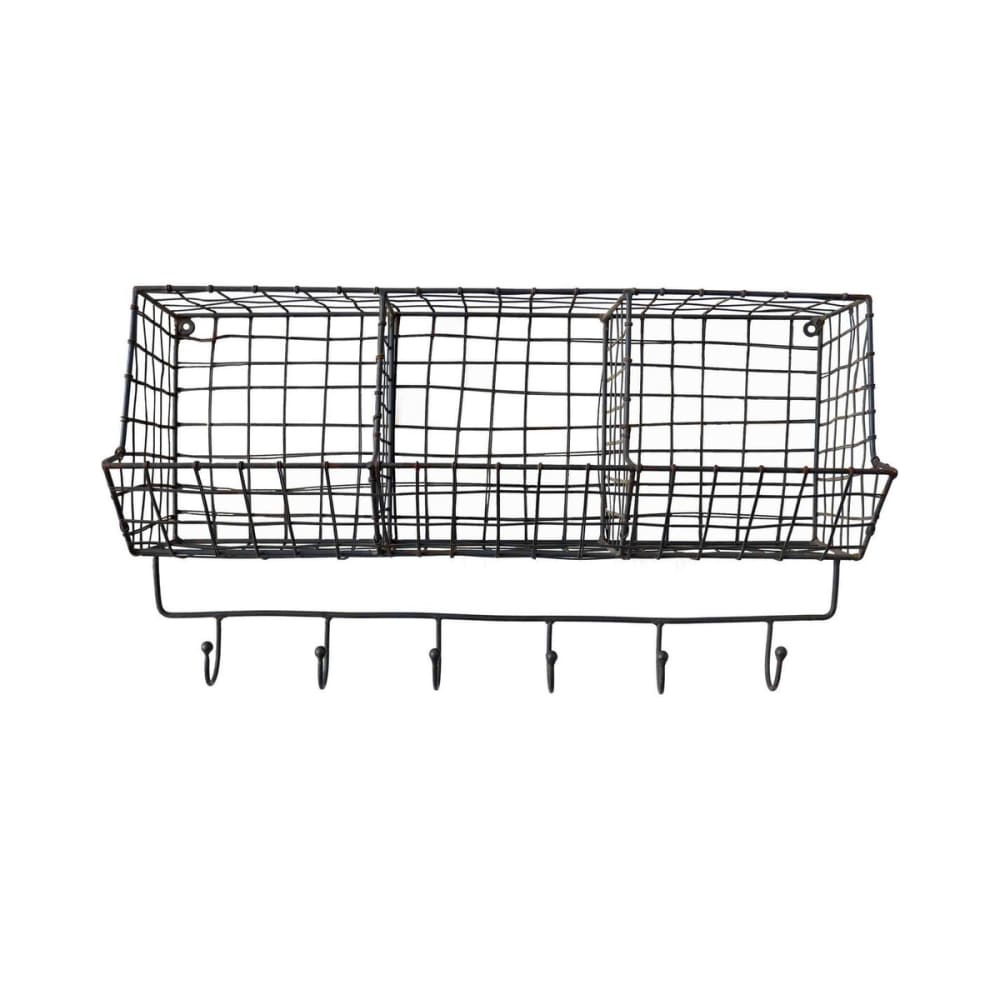 Étagère murale en métal grillagé 3 paniers anthracite