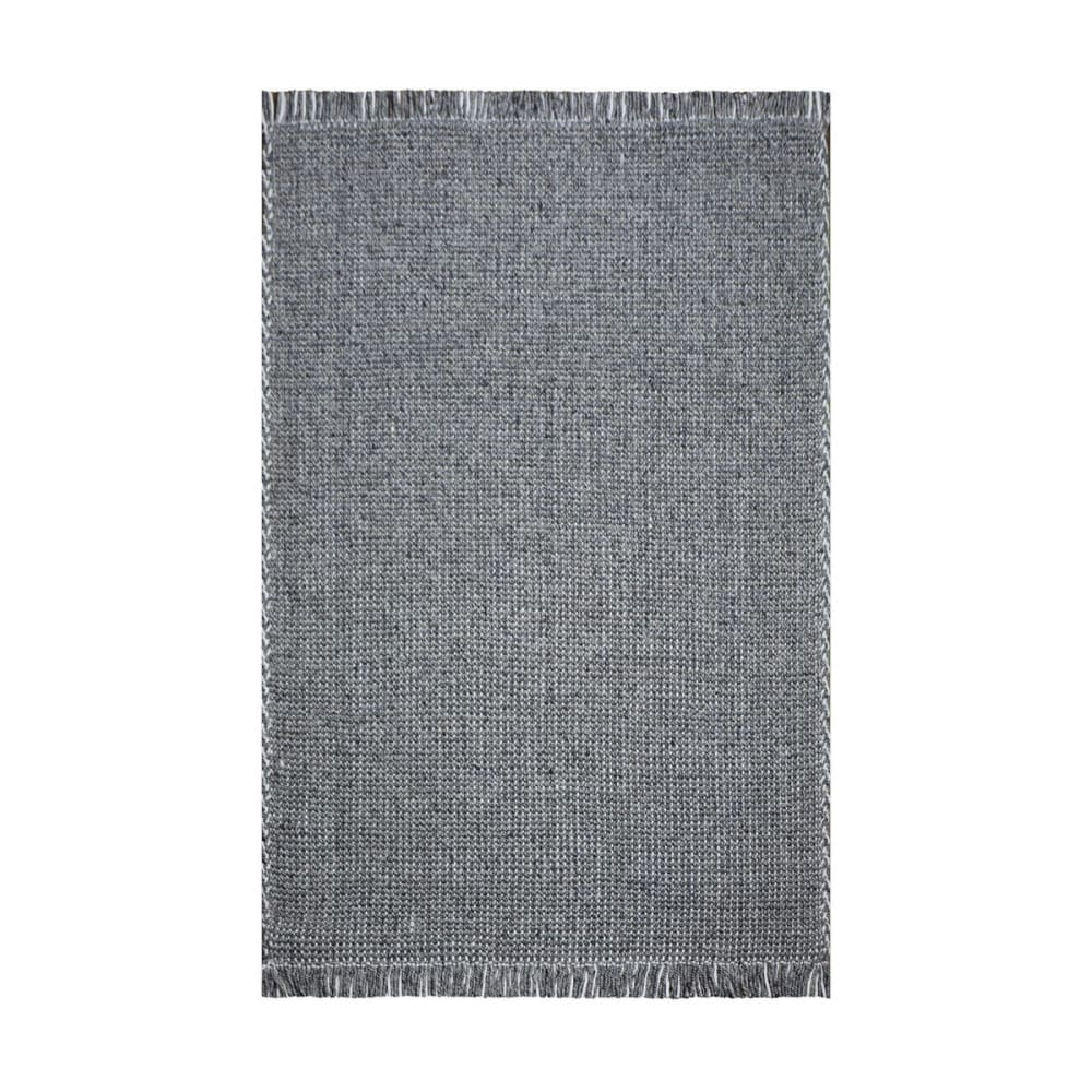 Tapis rectangulaire en laine tressée écru et gris 160 x 230 cm