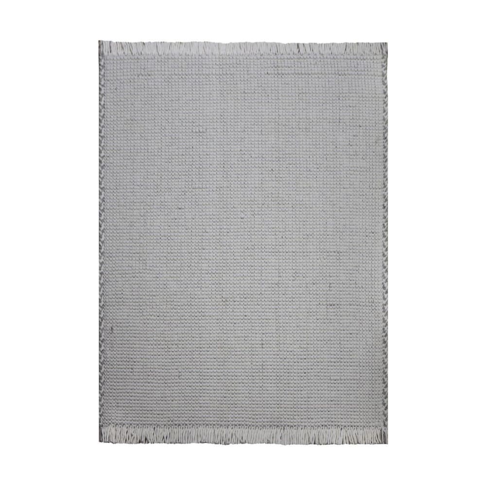 Tapis rectangulaire en laine tressée écru et gris 140 x 200 cm