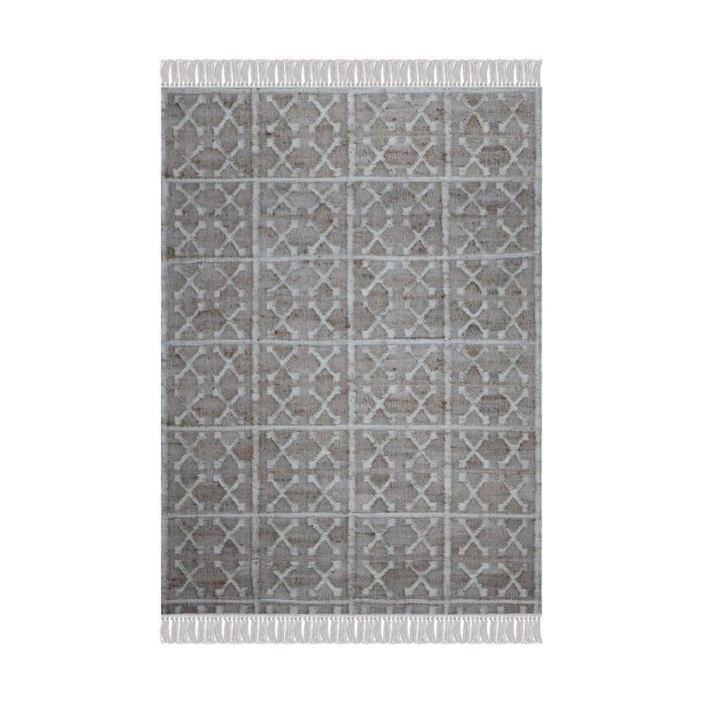 Alfombra de yute y algodón trenzado motivos arena 140 x 200 cm