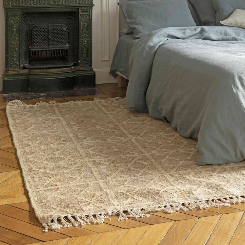 Alfombra de yute y algodón trenzado motivos arena 140 x 200 cm - Maisons du Monde