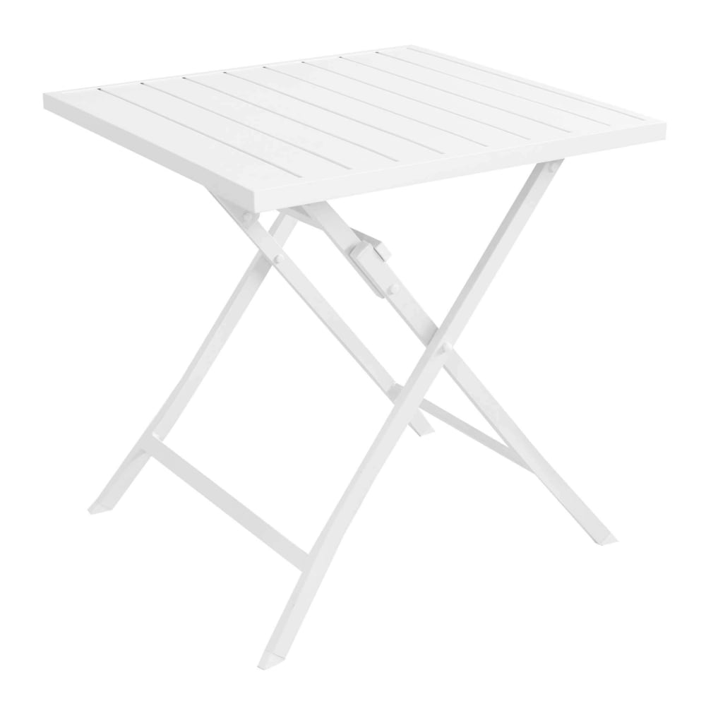 Tavolo da giardino pieghevole salvaspazio in alluminio bianco 70x70x73 - Alluminio