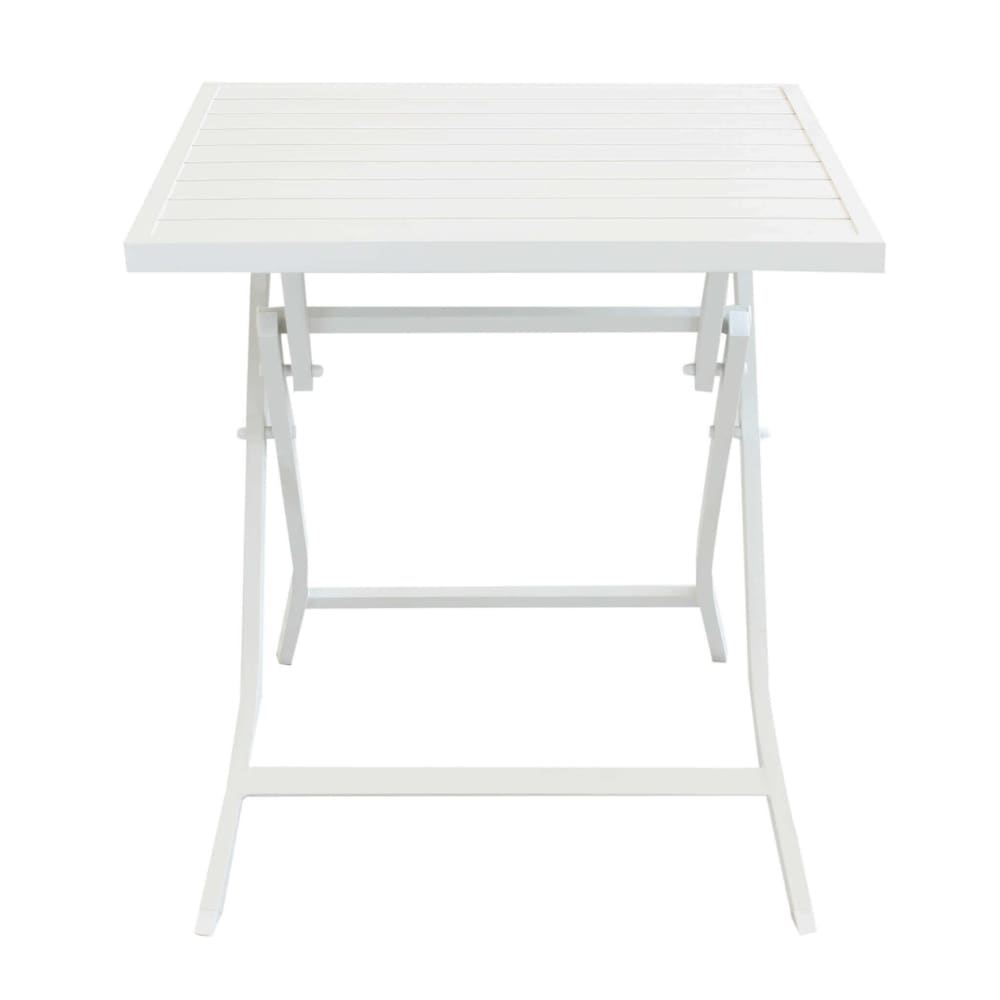 Tavolo da giardino pieghevole salvaspazio in alluminio bianco
