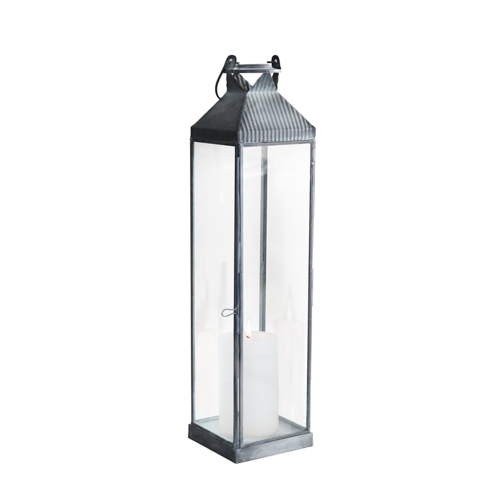 Lanterna in vetro/metallo grigio 11x11x44 - Vetro