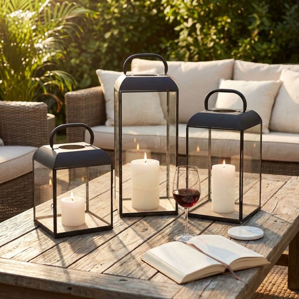 Lanterna in acciaio/vetro antracite 20x20x44 - Milani Home