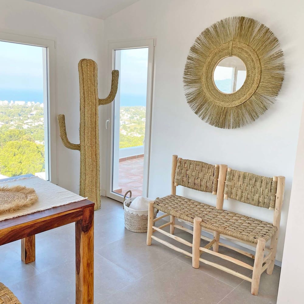 Miroir décoratif à franges en fibres naturelles 60 cm