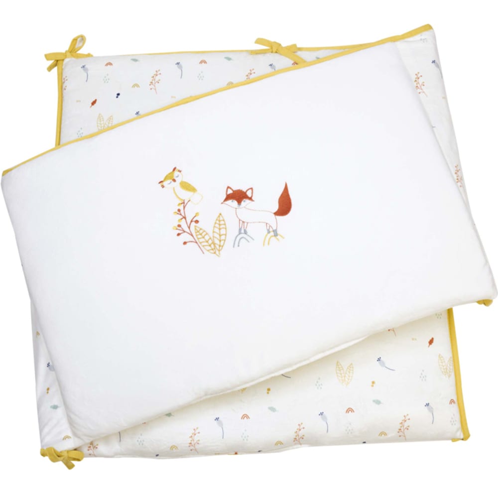 Trois kilos sept Tour de lit réversible Cache-cache en forêt Blanc Pes - Polyester - 80x40x0cm