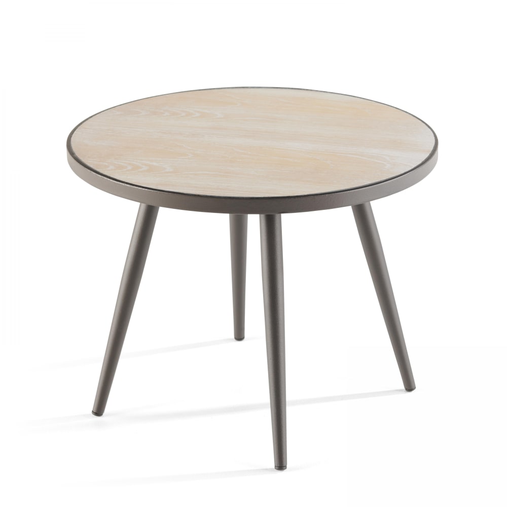 Oviala Runder Couchtisch mit Holzimitatplatte Braun Stahl