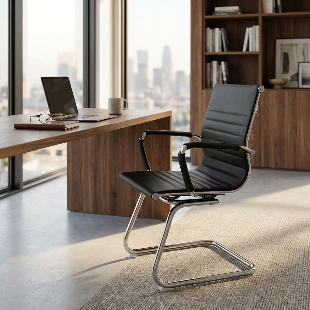Sedia da ufficio ergonomica in poliuretano nero 60x60x95 - Milani