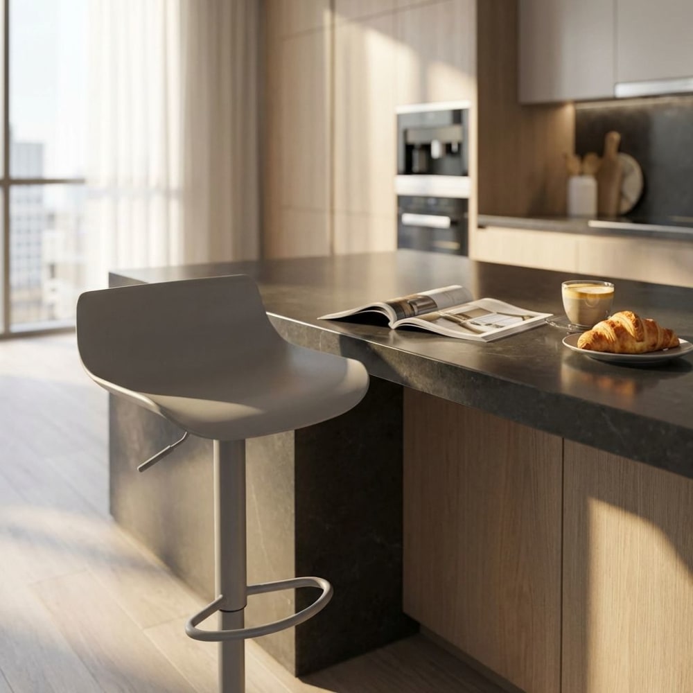 Sgabello da bar in plastica grigio 43x44x96 - Milani Home