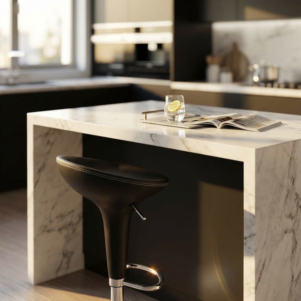 Sgabello da bar in plastica/metallo nero 40x45x78 - Milani Home
