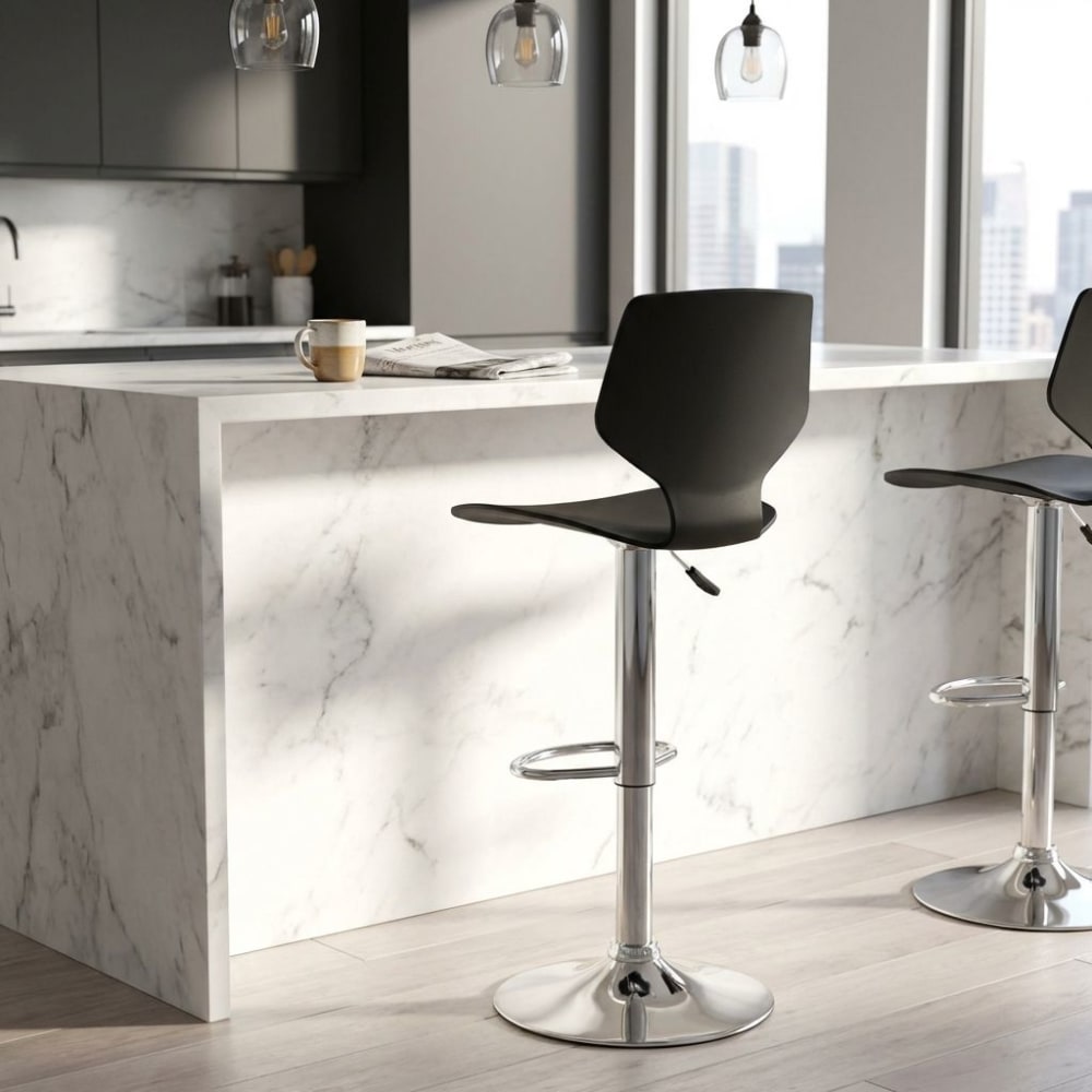 Sgabello da bar in plastica/metallo nero 40x45x78 - Milani Home