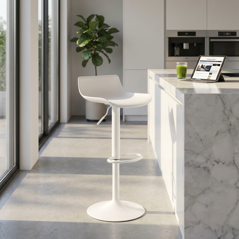 Sgabello da bar in plastica bianco 43x44x96 - Milani Home