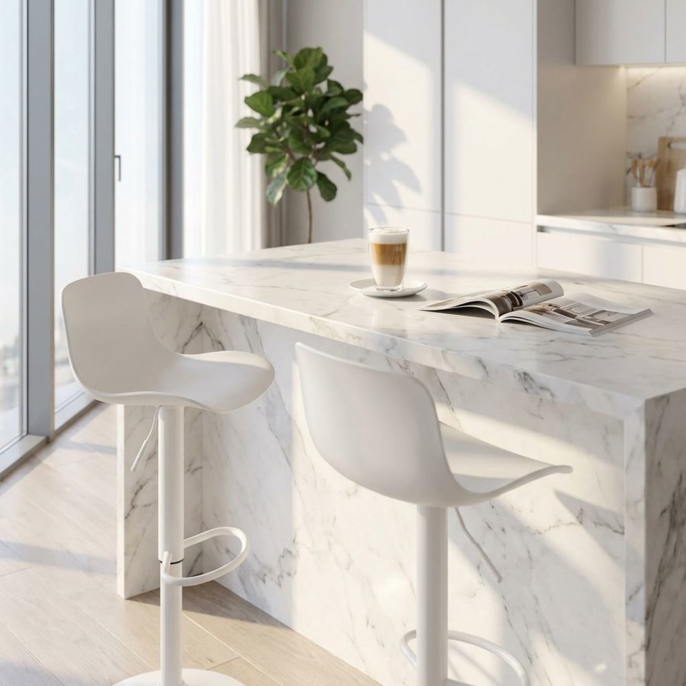 Sgabello in plastica bianco 44x45x102.5 - Milani Home
