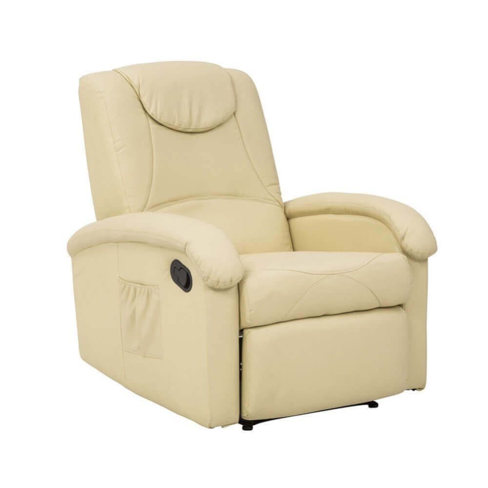 Poltrona relax reclinabile in ecopelle beige 75x89x100 - Milani