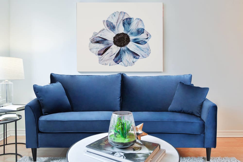 Divano 3 posti in velluto blu 196x83x89 - Milani Home