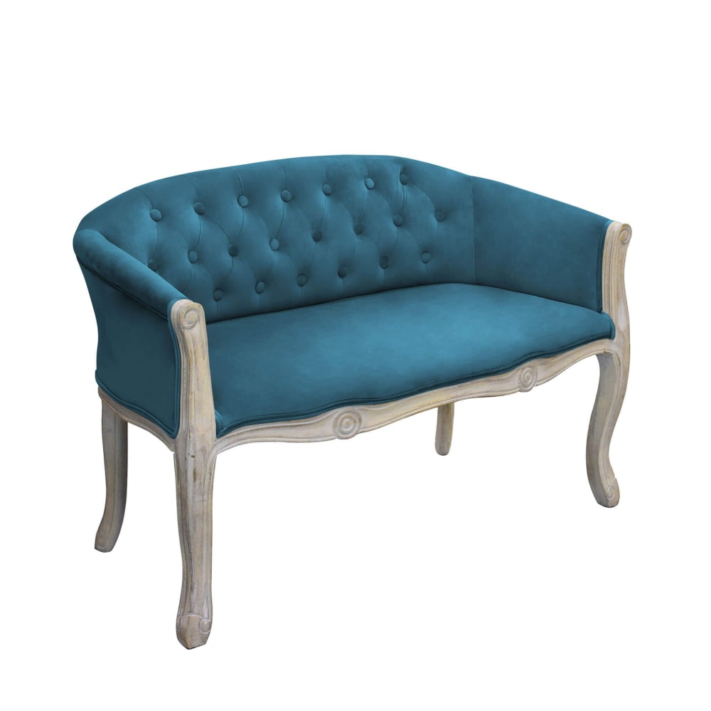 Divano in legno blu 107x61x70 - Milani Home