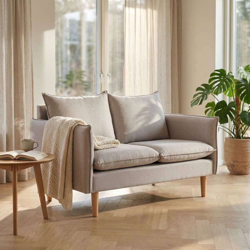 Divano 2 posti in tessuto beige 130x84x82 - Milani Home