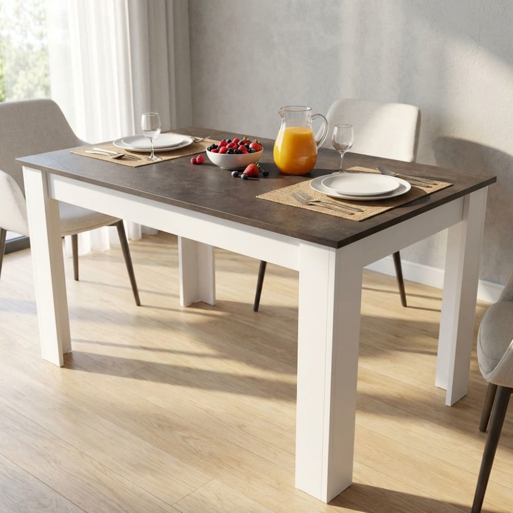 Tavolo in truciolare bilaminato grigio scuro/bianco 138x80x74.5 -