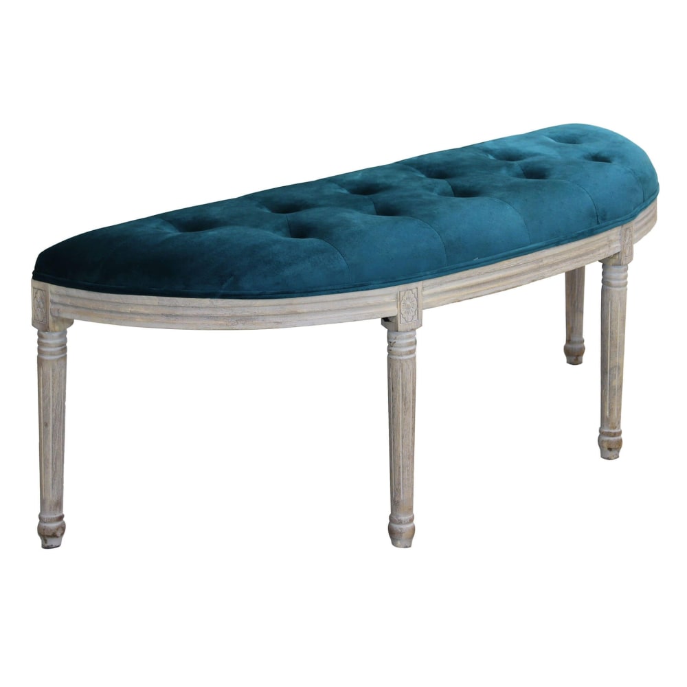 Panca in legno/velluto blu 125x45x48 - LEGNO