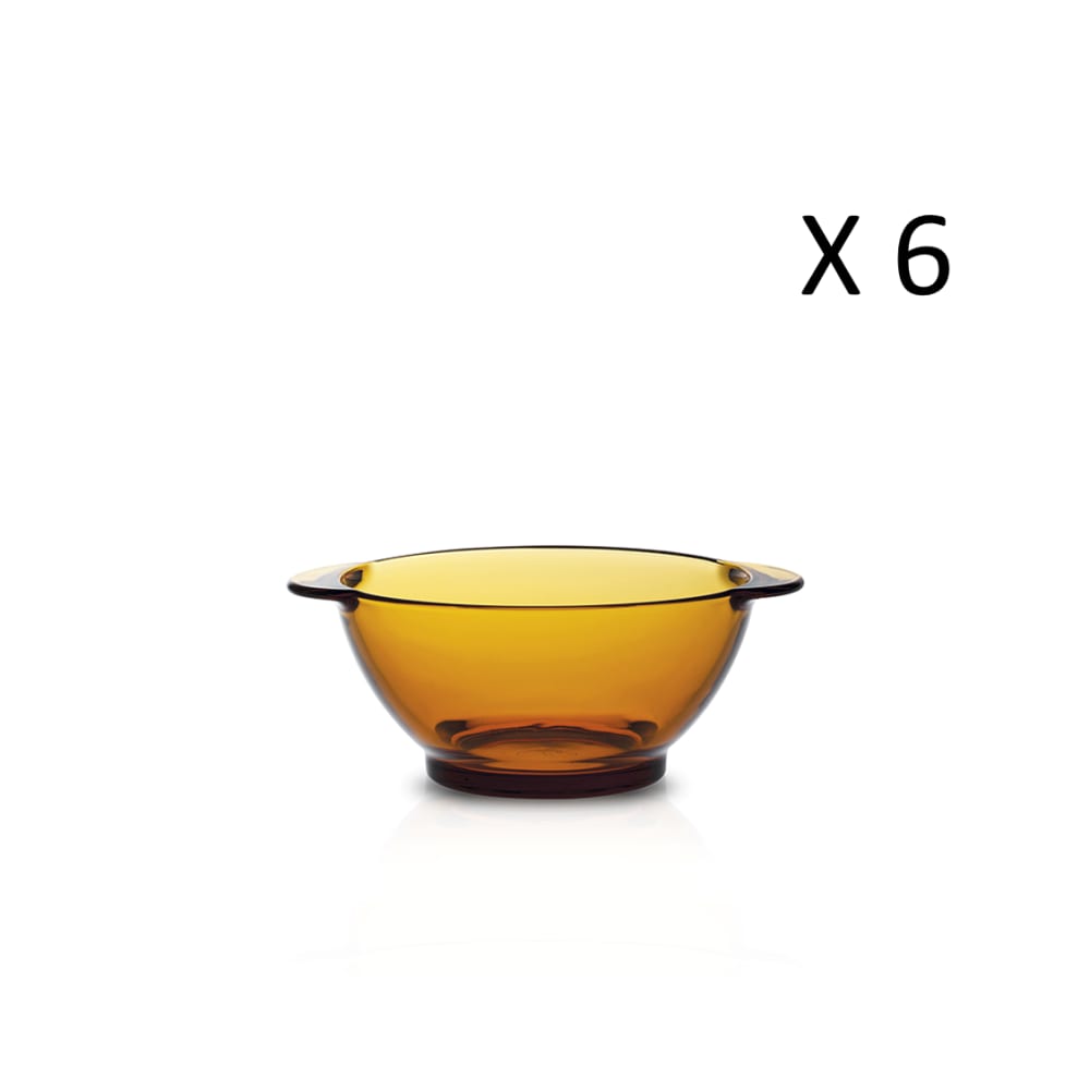Lot de 6 - Bol à oreilles 51cl en verre résistant teinté vermeil