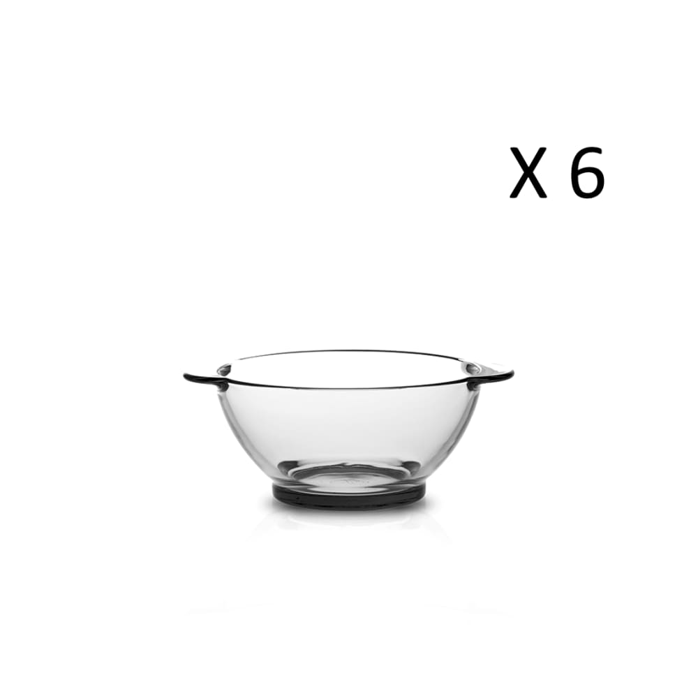 Lot de 6 - Bol à oreilles 51cl en verre résistant teinté tansparent