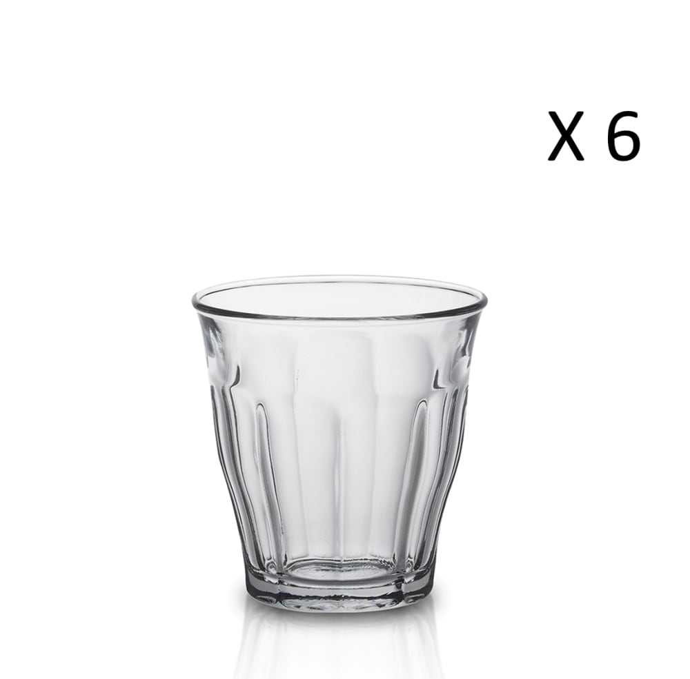 Lot de 6 - Verre à eau 16 cl en verre trempé résistant transparent