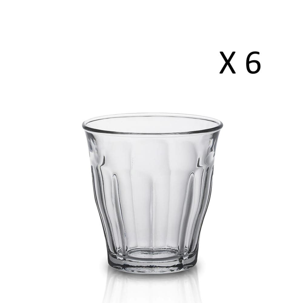 Lot de 6 - Tasse à espresso 9 cl en verre trempé résistant transparent