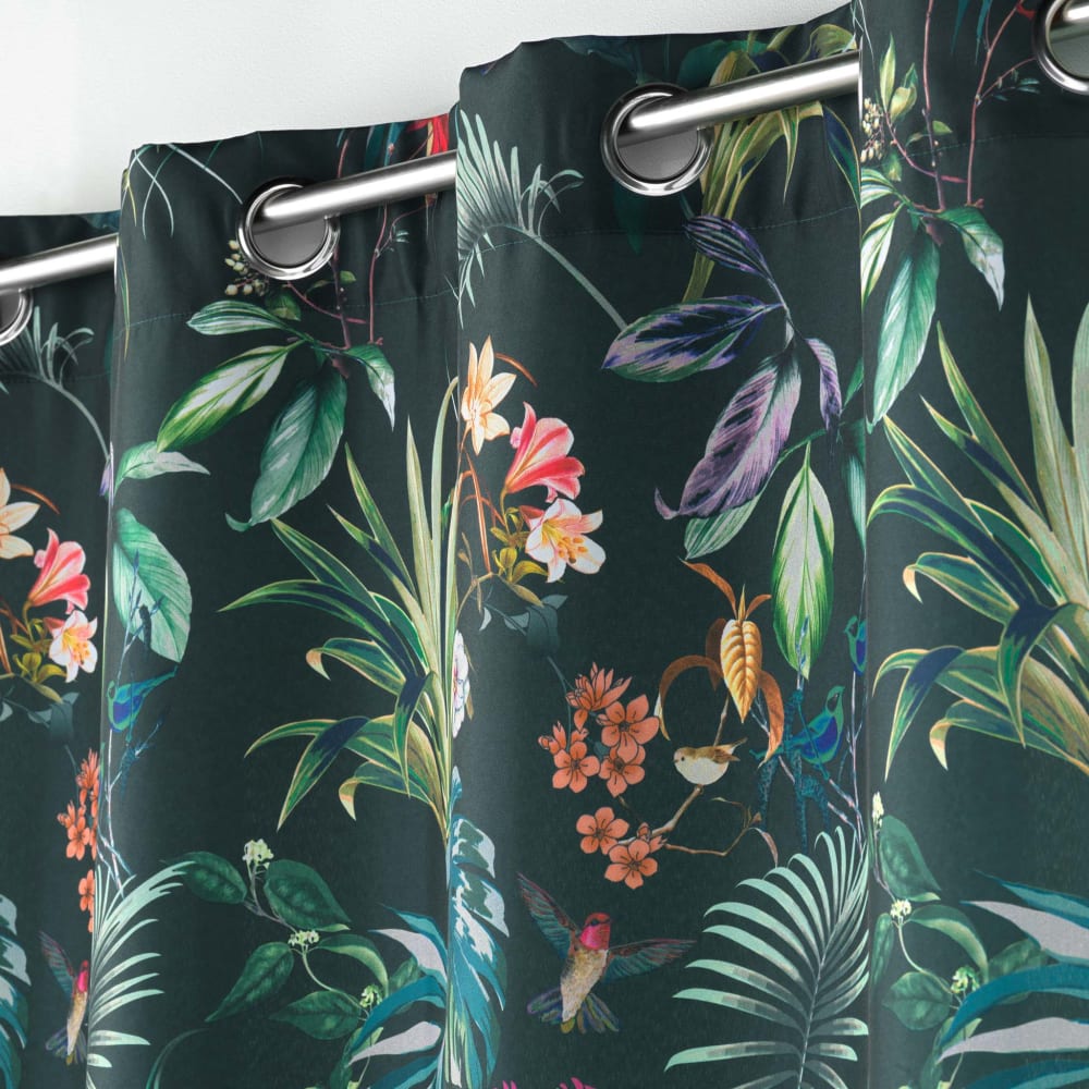 Rideau tamisant esprit exotique polyester vert emeraude 140x260 cm - Maisons du Monde
