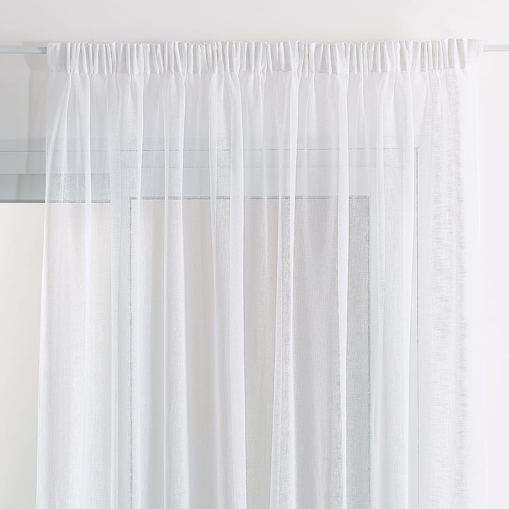 Voilage - effet lin à galon fronceur polyester blanc 290x180 cm - Maisons du Monde