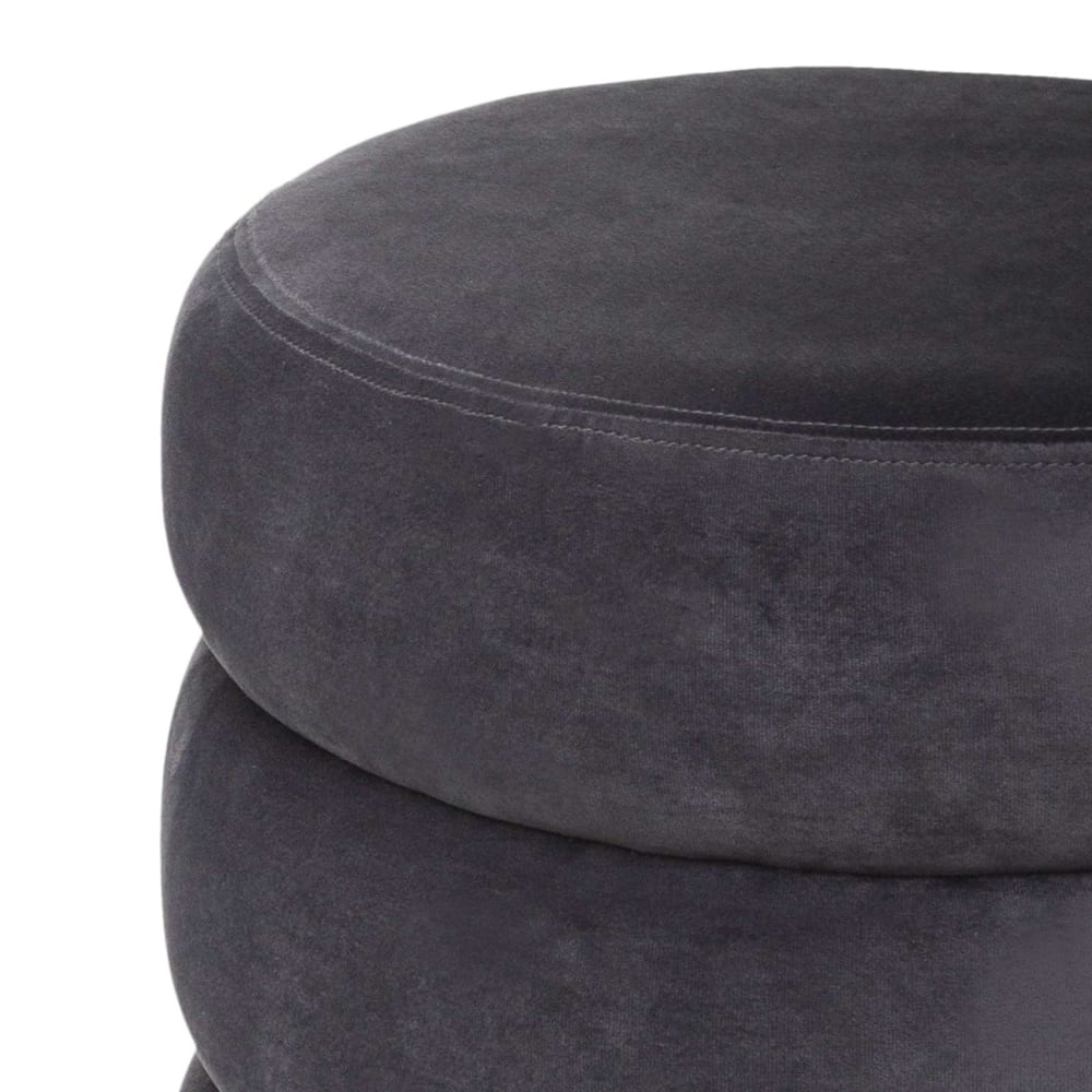Pouf rond en velours gris foncé diamêtre 40x40 cm - Maisons du Monde