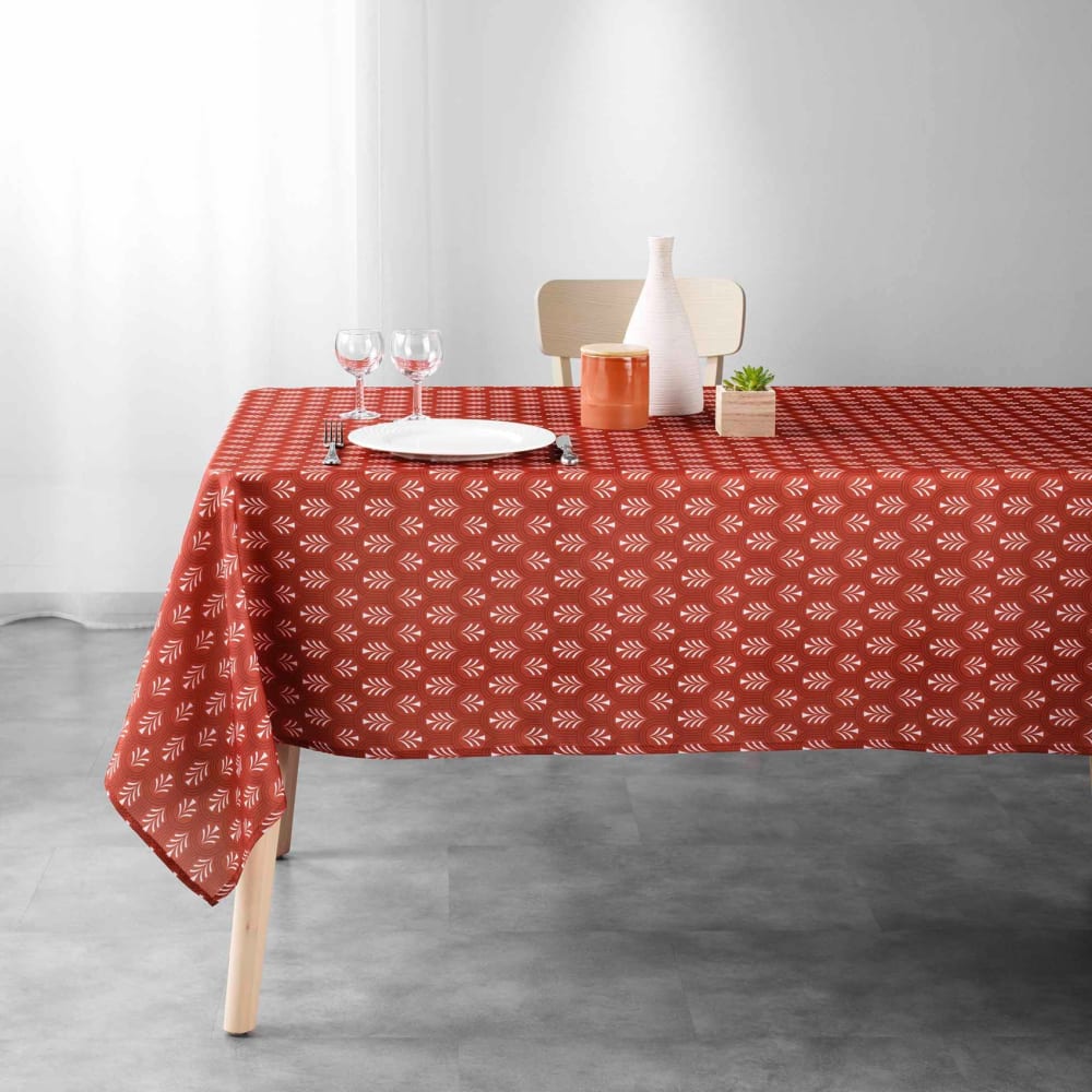 Nappe rectangulaire esprit nature polyester terracotta 145x240 cm