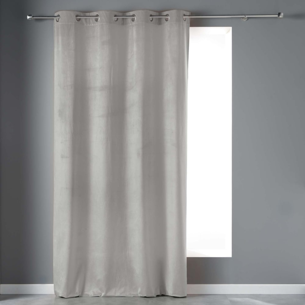 Rideau tamisant en velours ras gris clair 140x240 cm