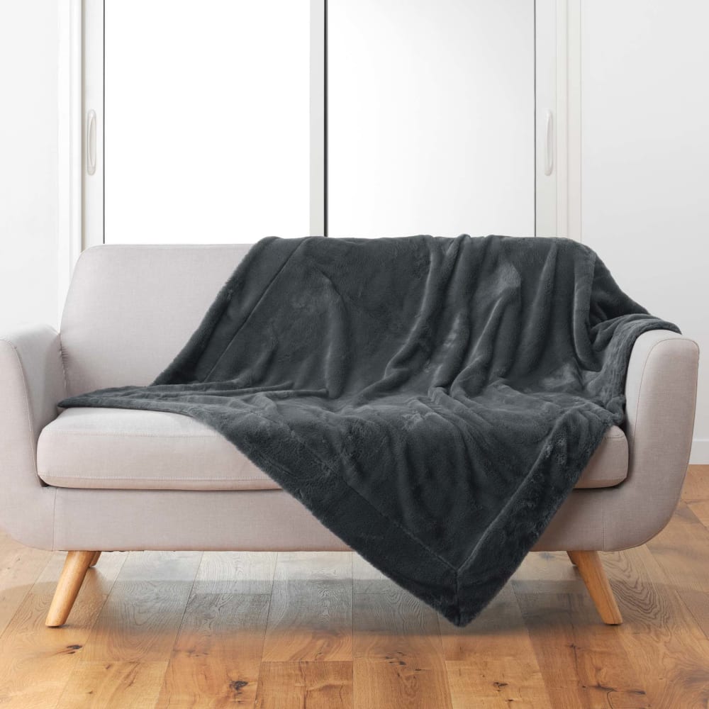 Home Maison Tagesdecke aus Polyester, 125 x 150 cm, anthrazitfarben style modern Grau Öko-Tex Zertifikat Webpelz