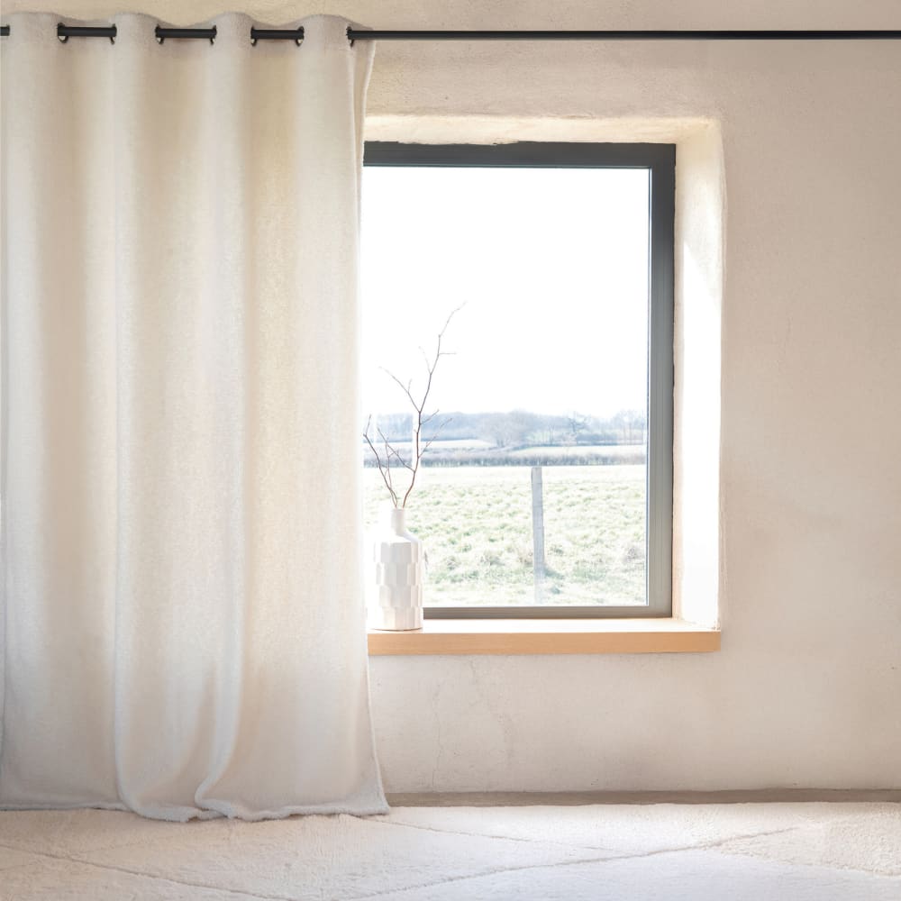 Rideau montagne  - effet mouton polyester/fourrure ecru 140x260 cm