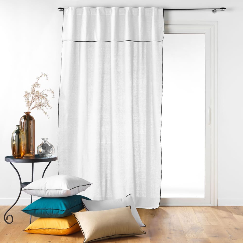 Rideau voilage surfilé passants cachés coton blanc 140x240 cm