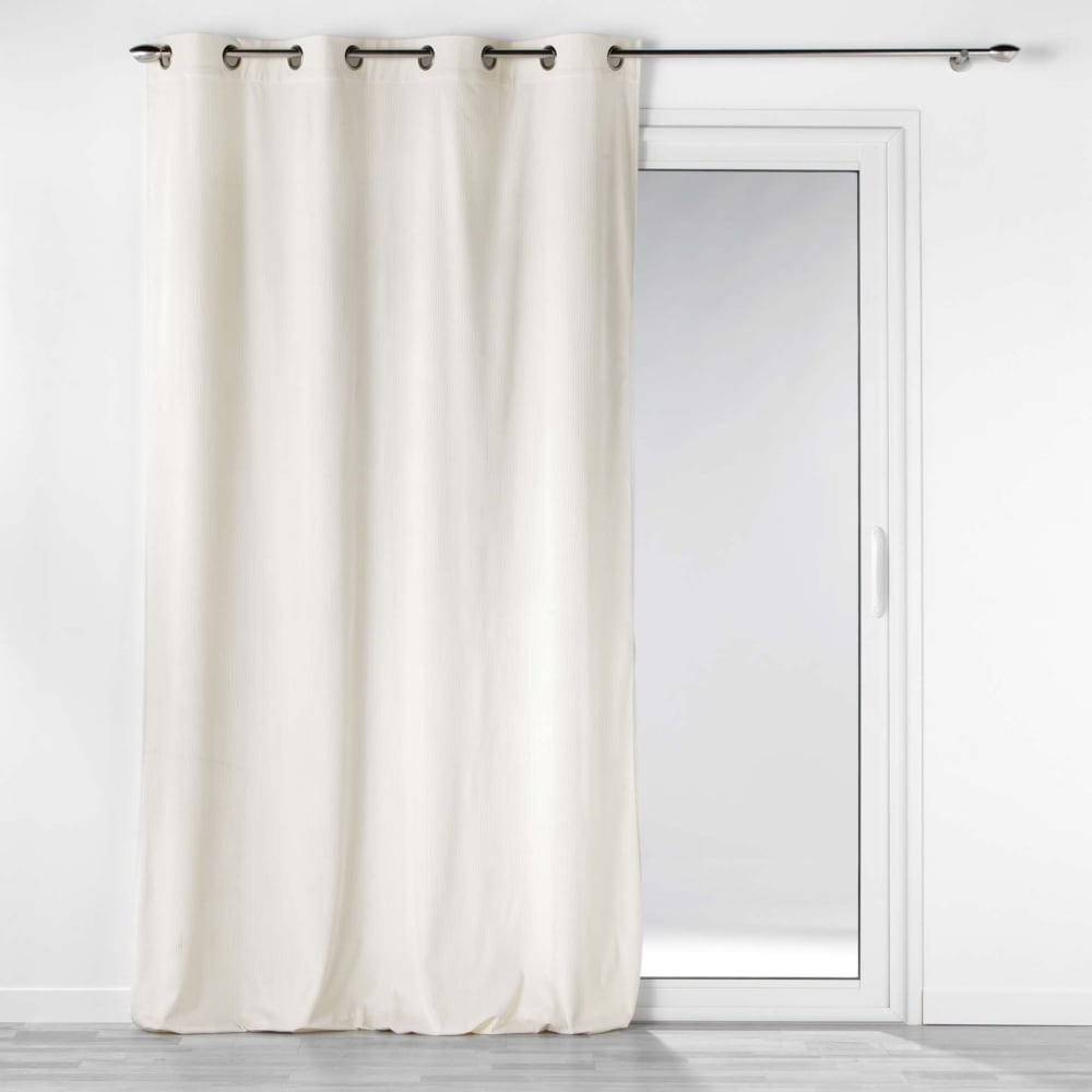 Rideau à œillets casual sauge velours côtelé uni naturel 140x260 cm - Maisons du Monde