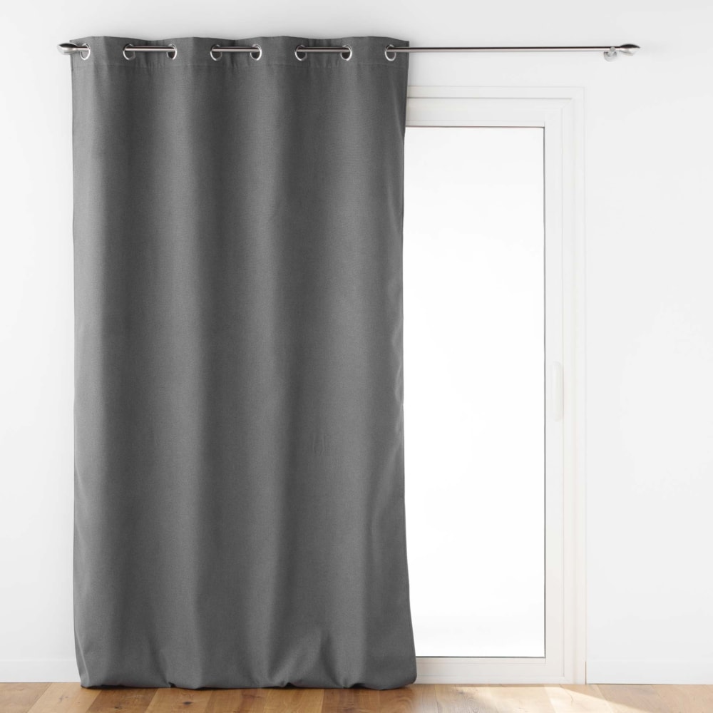 Rideau isolant doublé polaire polyester gris anthracite 140x260 cm - Maisons du Monde