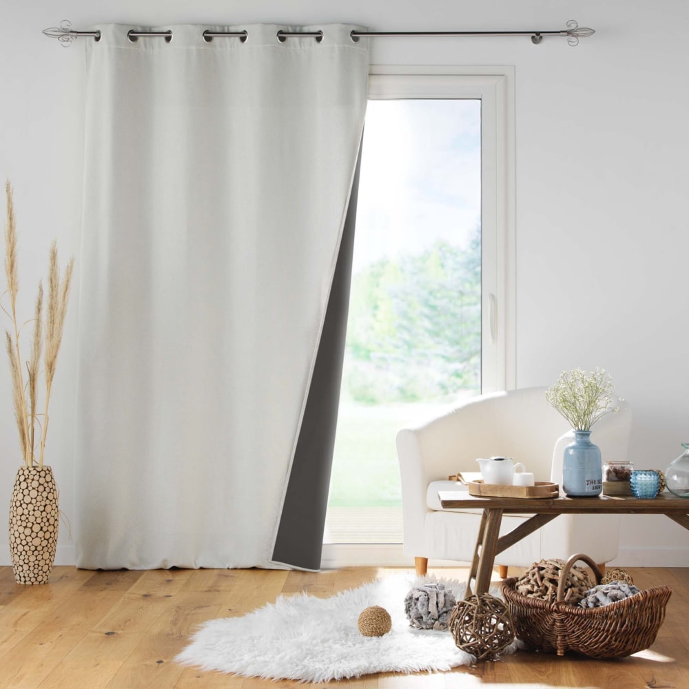 Rideau isolant doublé polaire polyester naturel 140x260 cm