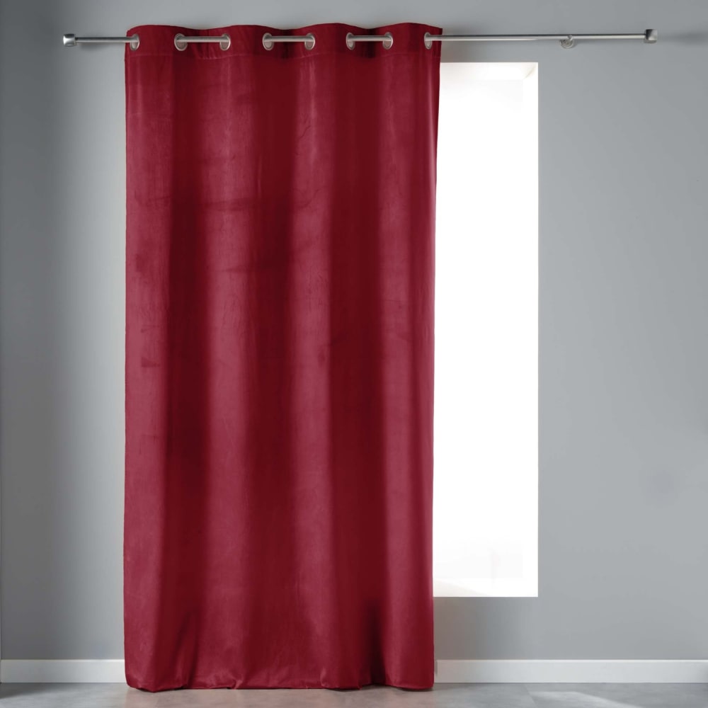 Rideau tamisant en velours ras bordeaux 140x240 cm