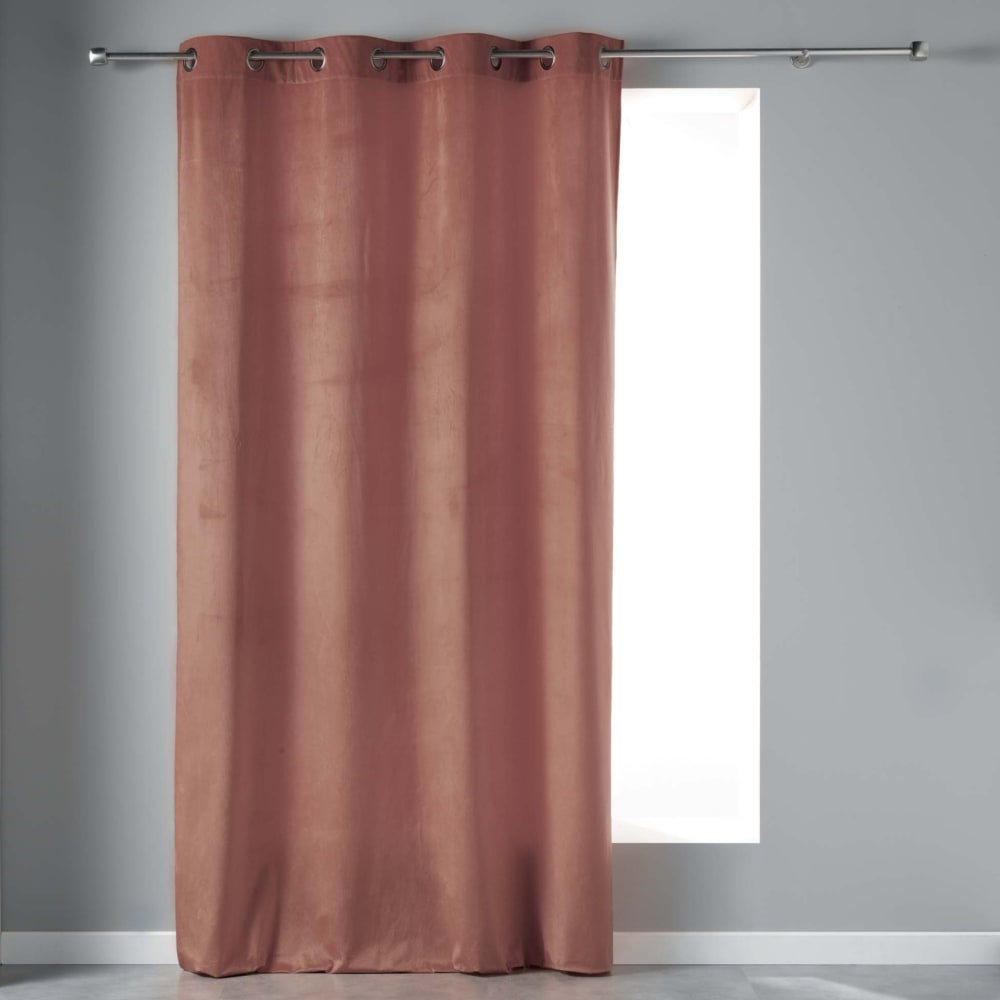 Rideau tamisant en velours ras rose clair 140x240 cm