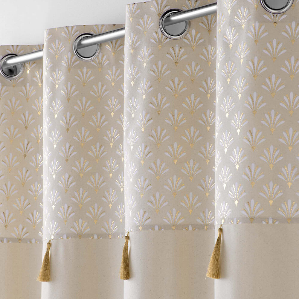 Rideau 140x240 uni top pompons Rafina coton - Maisons du Monde